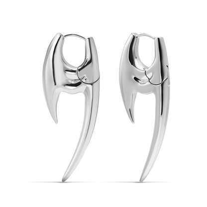 PUNKYOUTH Sharp Line Fluid Curve Earrings 18G 1mm Piercing Jewelry Edgy Minimalist Modern Claw Spike Huggie Hoop Dangle Drop For Women Men Polished Statement Everyday Wear Fashion Accessories