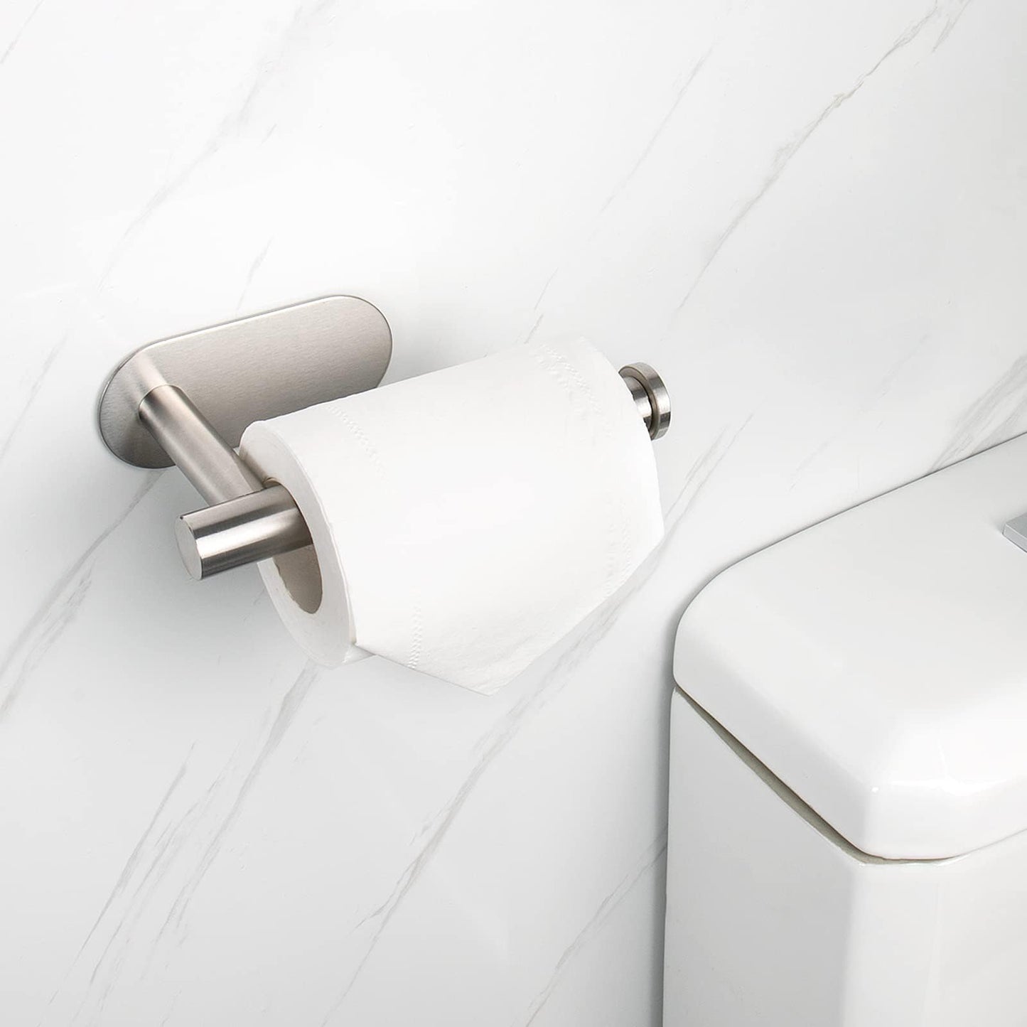 NearMoon Toilet Paper Holder Self Adhesive, Premium Thicken SUS304 Stainless Steel Rustproof Adhesive Toilet Roll Holder no Drilling for Bathroom, Kitchen, Washroom (1 Pack, Brushed Gold)