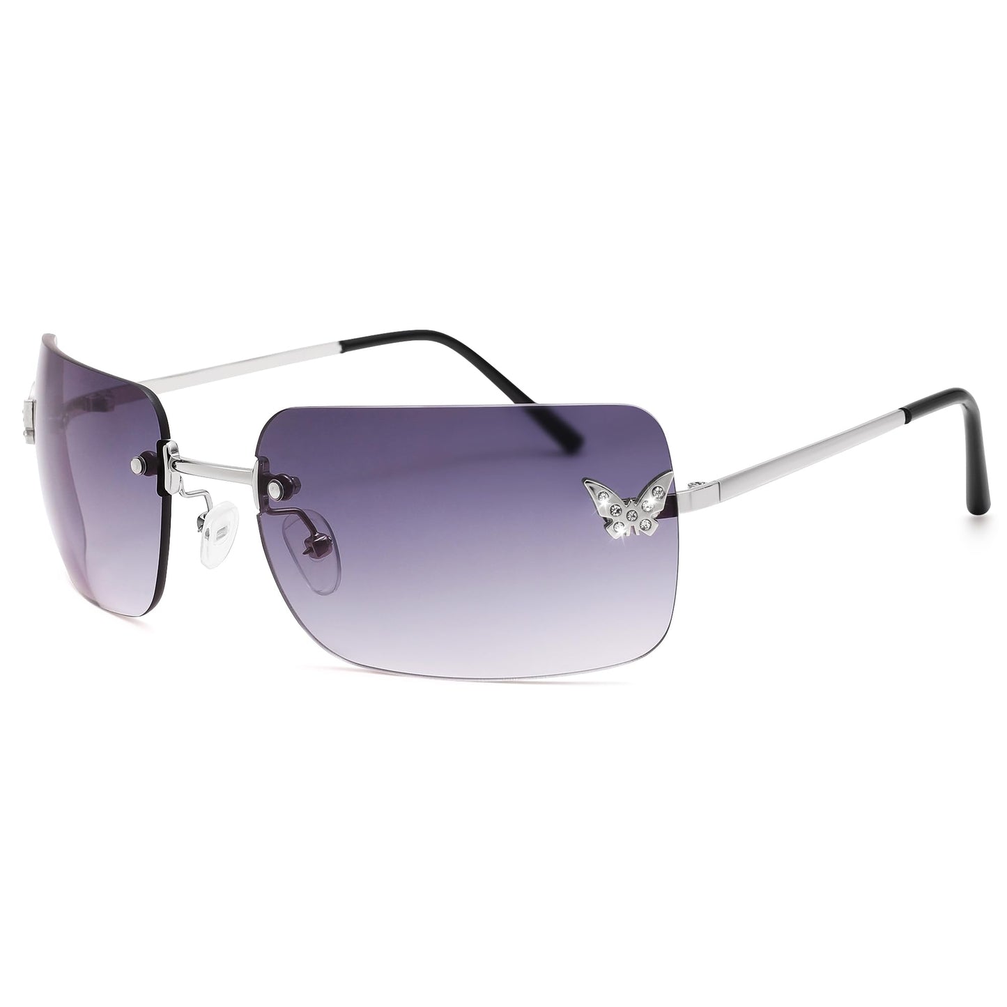 Y2k Sunglasses for Women - Trendy Rimless 2000s Fashion Sun Glasses Rave Shades