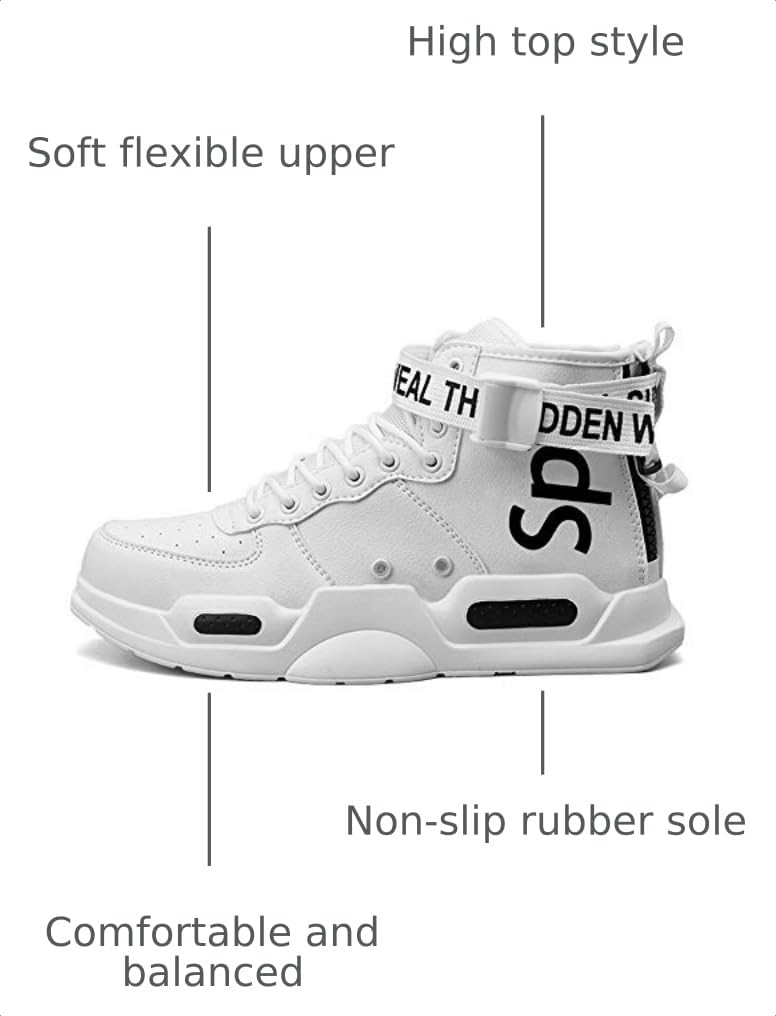 Mens Fashion Sneakers High Top Walking Shoes Sport Athletic Casual Shoe Vogue Stylish Men