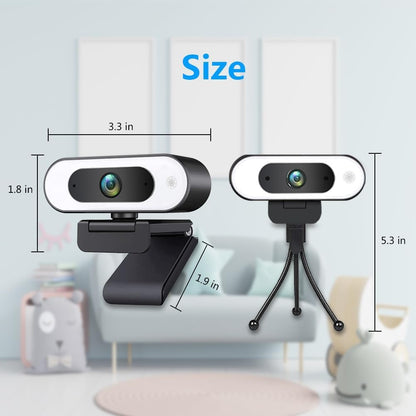 W4 2K Autofocus Webcam with Dual Mics & LED Light, 1080P 60fps/2K 50fps, USB Streaming Camera for PC, Laptop, Switch 2, Desktop - Plug and Play