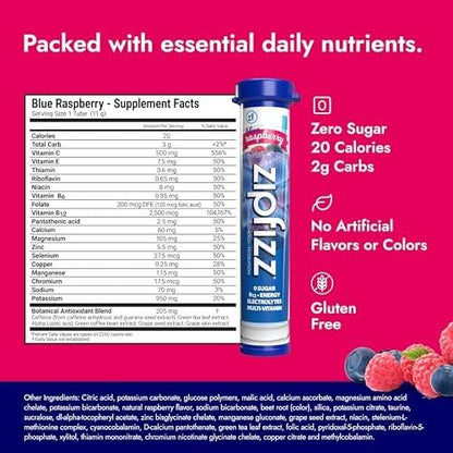 Zipfizz Daily Energy Drink Powder, Blood Orange, 20 Pack | 3-in-1 Sustained Energy, Rapid Hydration, and Essential Vitamins | Sugar-Free | Electrolyte Powder | Contains Vitamin B-12 & Antioxidants