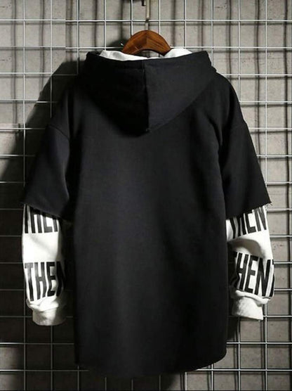 DUDHUH Mens Hoodie Fashion Pullover Letter Print Tracksuit Techwear Casual Coat Hip-Hop Sweatshirt