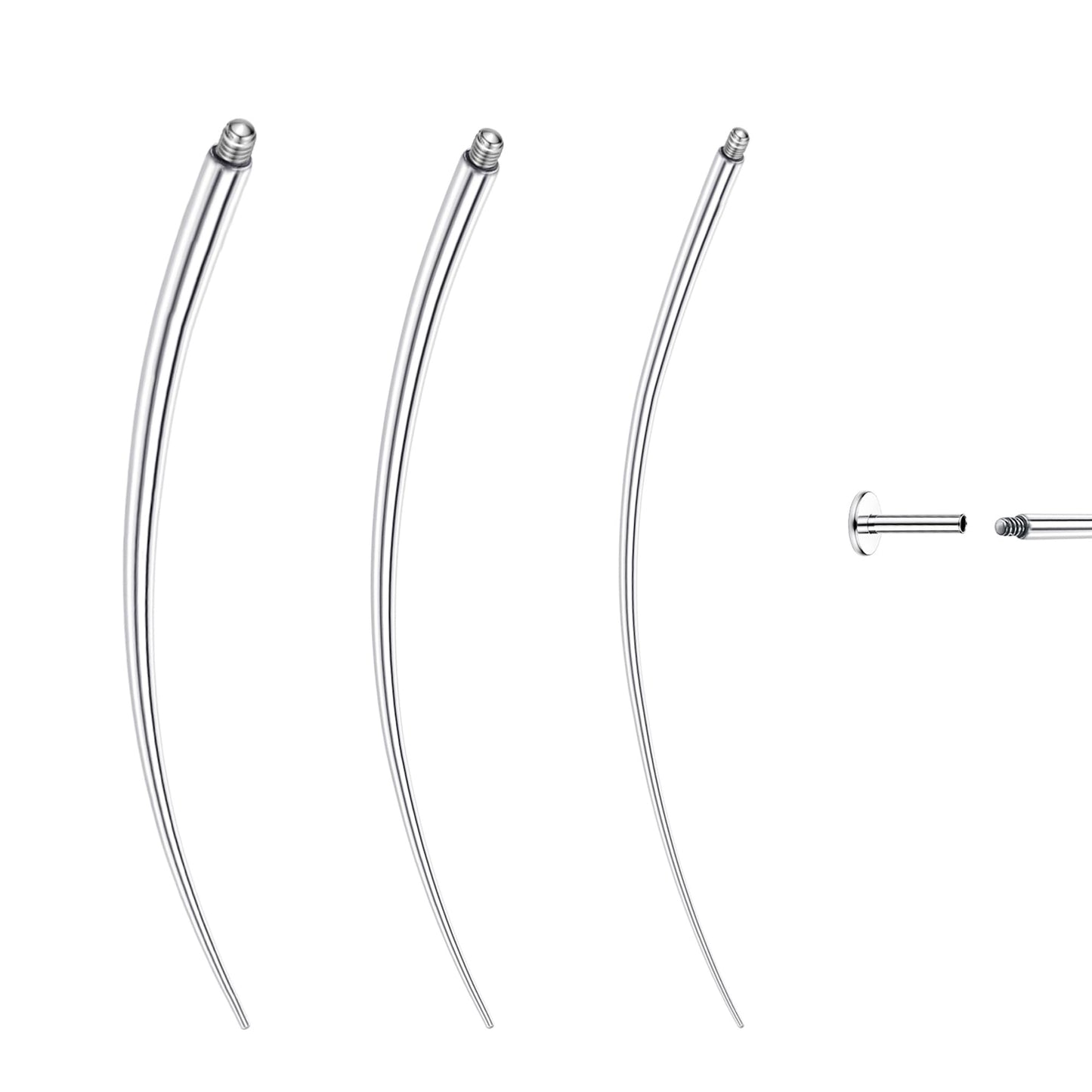 GEMQUEEN Piercing Taper Ball Grabber Tool for Changing Jewelry - 14G 16G 18G 20G Stainless Steel Flat Back Earrings Applicator Tool Threadless Insertion Pin Thread Body Piercing Kit for Ear Nose Lip