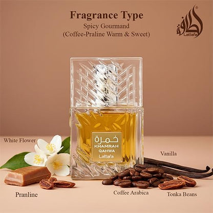 Lattafa Khamrah - Vanilla, Warm Spicy, Amber, Cinnamon - Eau de Parfum Long-Lasting Fragrance for Unisex, 3.40 Ounce / 100 ml | Unisex, Long-Lasting Fragrance, 3.40 Ounce / 100 Unisex, Long-Lasting Fragrance, 3.40 Ounce / 100 ml