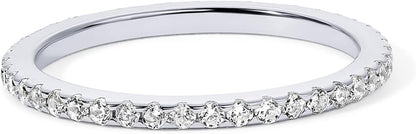 PAVOI Gold Plated Solid 925 Sterling Silver CZ Simulated Diamond Stackable Ring Eternity Bands for Women