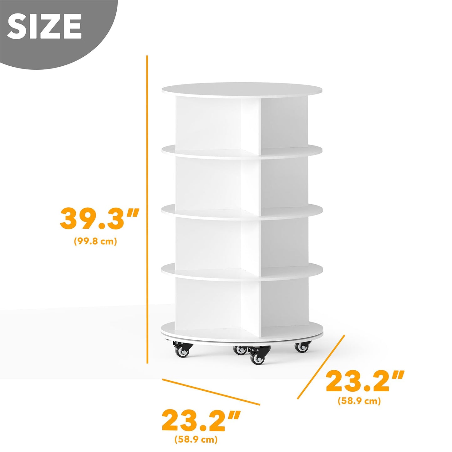 SpaceAid Spinning Shoe Rack with Wheels, 7 Tier Rotating Organizer Shoe Tower Lazy Susan with Thick Bottom, 360 Display Revolving Storage Shelf, Round Circular Rotate Organization, White