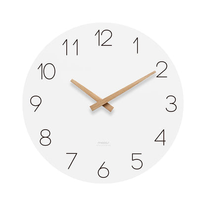 mooas Wooden Frame Flatwood Wall Clock,12" Non-Ticking Sweep Movement Decorative Battery Operated Wall Clock for Home Living Room Kitchen Bedroom Office School (Dark Brown)