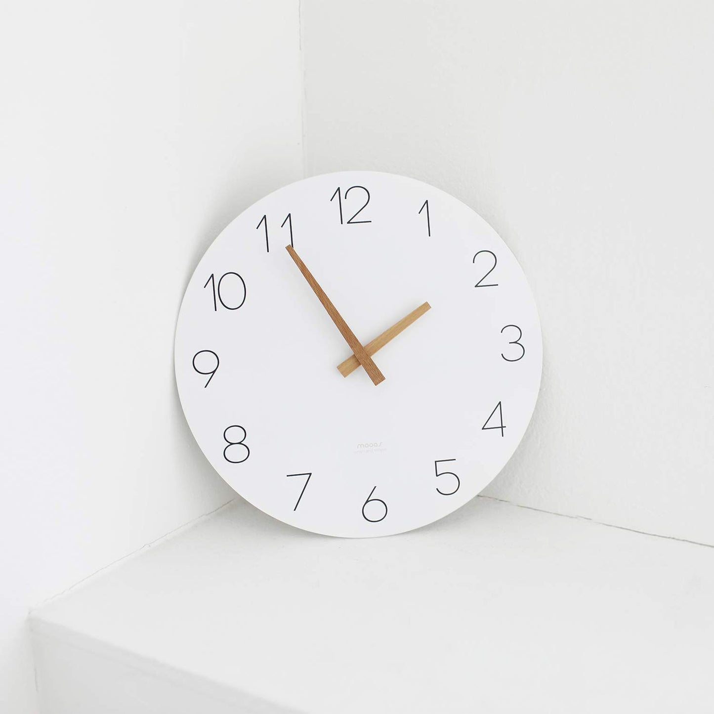 mooas Wooden Frame Flatwood Wall Clock,12" Non-Ticking Sweep Movement Decorative Battery Operated Wall Clock for Home Living Room Kitchen Bedroom Office School (Dark Brown)