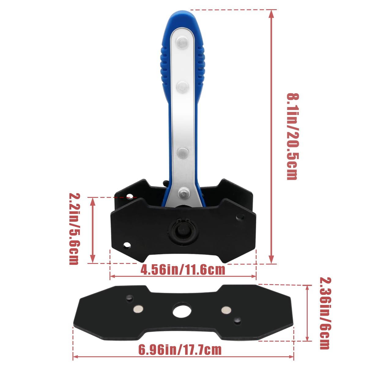 Brake Caliper Compression Tool, Brake Caliper Tool with 360 Degree Swing Ratchets, Caliper Piston Compressor Tool with 2PCS Steel Plates, Brake Caliper Press Tool with Brake Caliper Hooks, Red