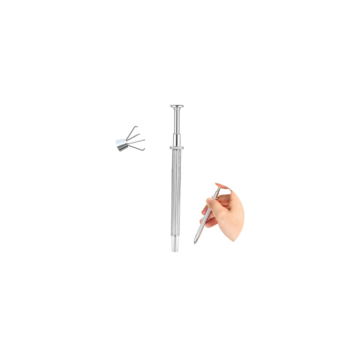 GEMQUEEN Piercing Taper Ball Grabber Tool for Changing Jewelry - 14G 16G 18G 20G Stainless Steel Flat Back Earrings Applicator Tool Threadless Insertion Pin Thread Body Piercing Kit for Ear Nose Lip