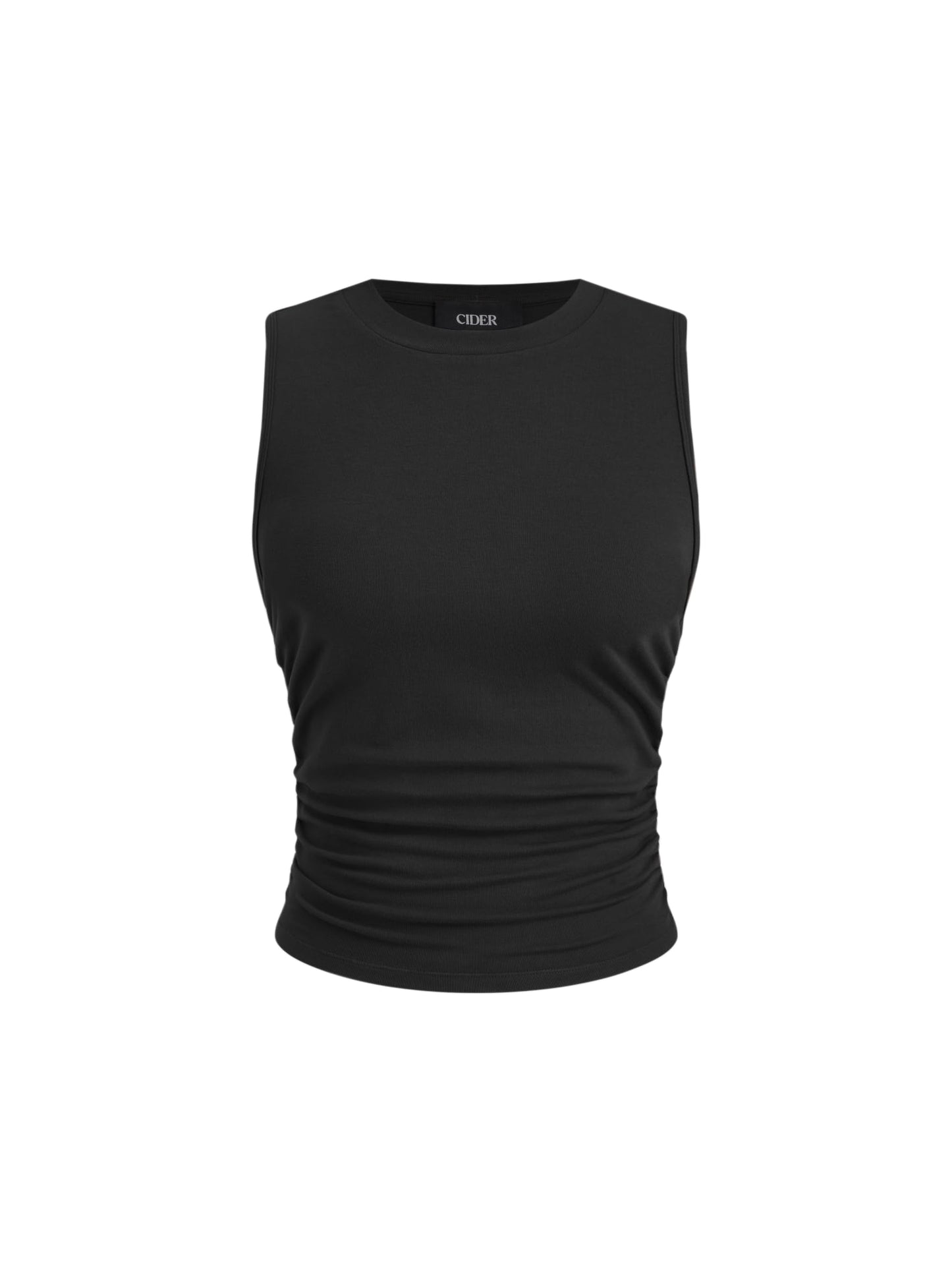 CIDER Womens Tank Tops Sleeveless High Neck Ruched Crop Tops Going Out Casual Basic Ribbed Shirt Summer Fashion Clothing