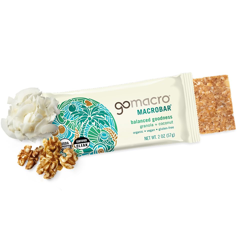GoMacro MacroBar Organic Vegan Protein Bars - Coconut + Almond Butter + Chocolate Chips (2.3 Ounce Bars, 12 Count)