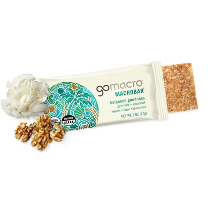 GoMacro MacroBar Organic Vegan Protein Bars - Coconut + Almond Butter + Chocolate Chips (2.3 Ounce Bars, 12 Count)