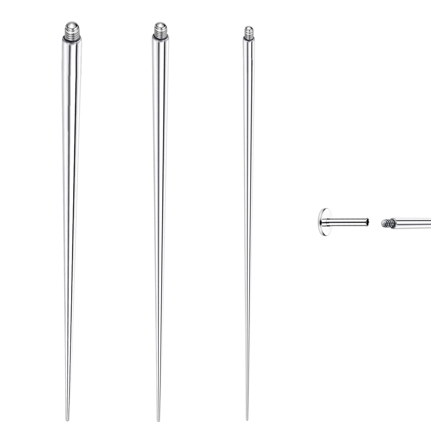 GEMQUEEN Piercing Taper Ball Grabber Tool for Changing Jewelry - 14G 16G 18G 20G Stainless Steel Flat Back Earrings Applicator Tool Threadless Insertion Pin Thread Body Piercing Kit for Ear Nose Lip