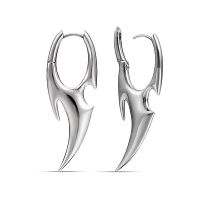 PUNKYOUTH Sharp Line Fluid Curve Earrings 18G 1mm Piercing Jewelry Edgy Minimalist Modern Claw Spike Huggie Hoop Dangle Drop For Women Men Polished Statement Everyday Wear Fashion Accessories
