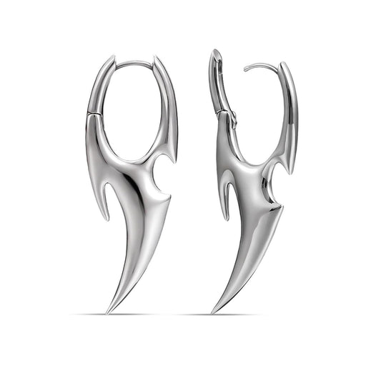 PUNKYOUTH Sharp Line Fluid Curve Earrings 18G 1mm Piercing Jewelry Edgy Minimalist Modern Claw Spike Huggie Hoop Dangle Drop For Women Men Polished Statement Everyday Wear Fashion Accessories