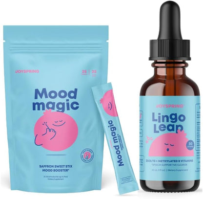 JoySpring Saffron Pixie Sticks & LingoLeap B9 Methylated B Vitamin Drops for Kids