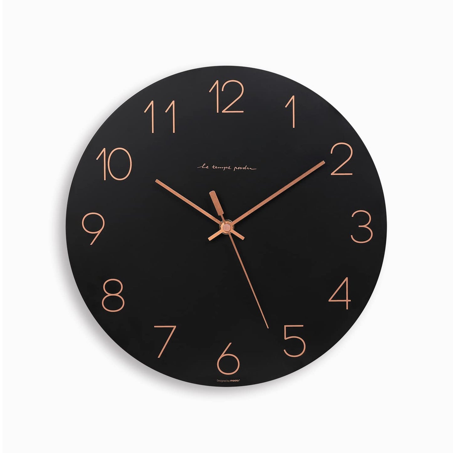 mooas Wooden Frame Flatwood Wall Clock,12" Non-Ticking Sweep Movement Decorative Battery Operated Wall Clock for Home Living Room Kitchen Bedroom Office School (Dark Brown)