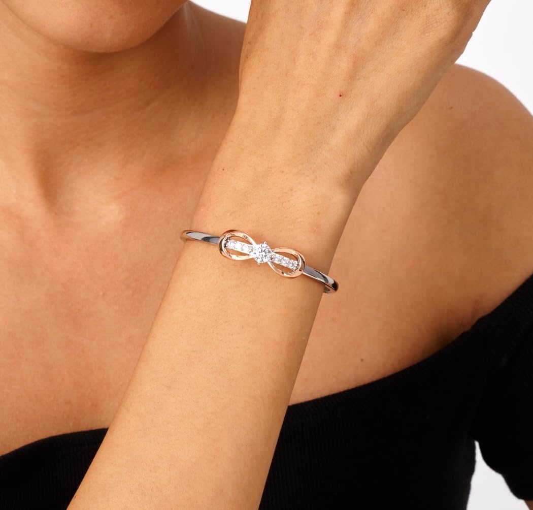 Infinity Bracelets for Women Two-tone 18K Gold Plated Adjustable Minimalist Bangle Jewelry Gifts for Mom Perfect for Anniversary Mother's Day Christmas Valentine's Day