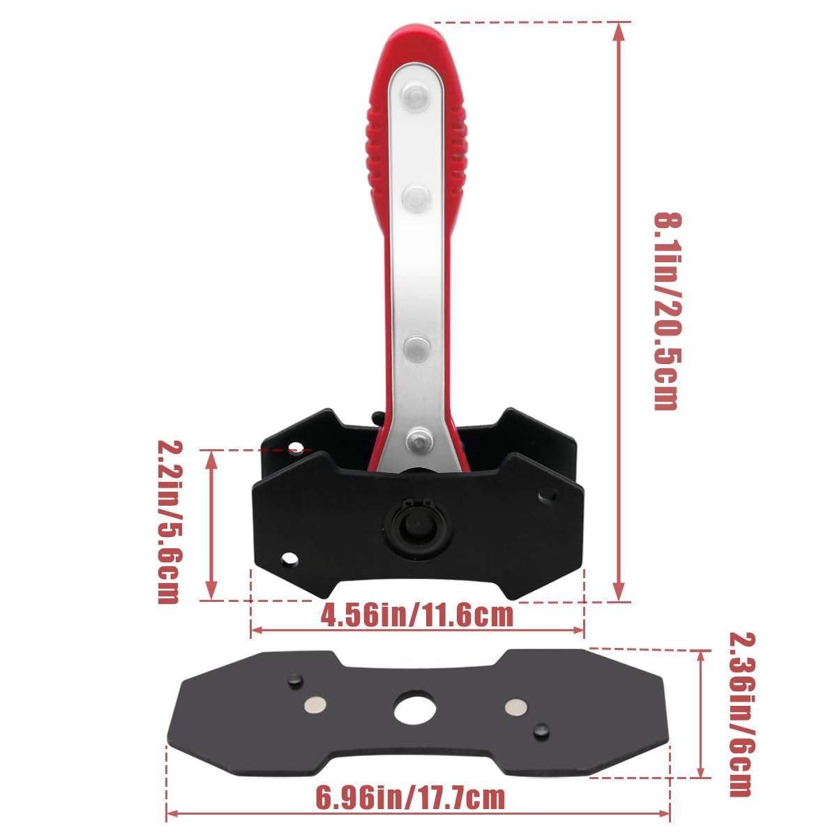 Brake Caliper Compression Tool, Brake Caliper Tool with 360 Degree Swing Ratchets, Caliper Piston Compressor Tool with 2PCS Steel Plates, Brake Caliper Press Tool with Brake Caliper Hooks, Red