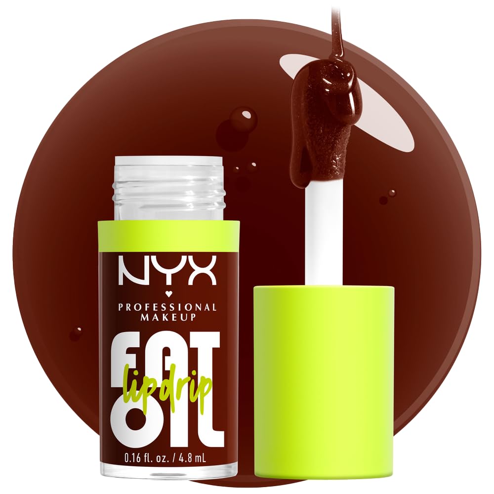 NYX PROFESSIONAL MAKEUP Fat Oil Lip Drip, Moisturizing Lip Oil Gloss, Vegan Tinted Formula, Up to 12 HR Hydration - Supermodel (Shimmering Magenta)
