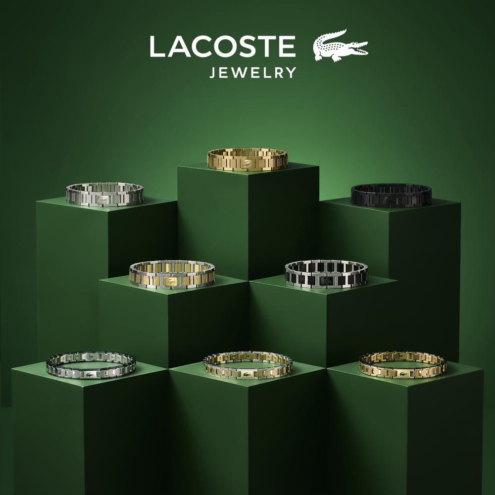 Lacoste Metropole Bracelet – Unisex H-Link with Crocodile Clasp – Adjustable Polished Finish Accessory