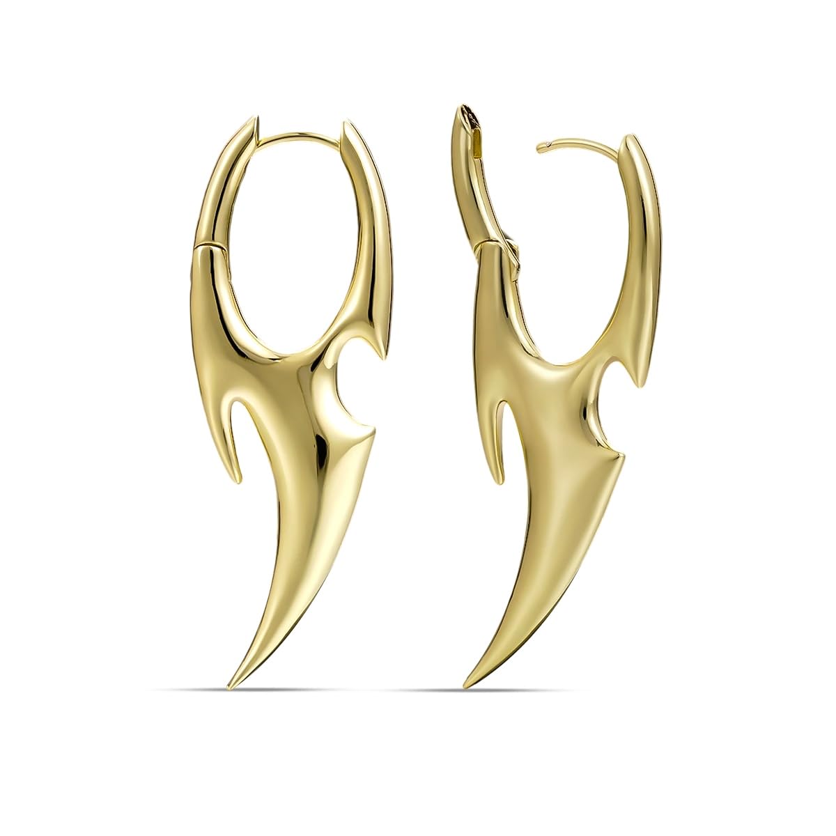 PUNKYOUTH Sharp Line Fluid Curve Earrings 18G 1mm Piercing Jewelry Edgy Minimalist Modern Claw Spike Huggie Hoop Dangle Drop For Women Men Polished Statement Everyday Wear Fashion Accessories