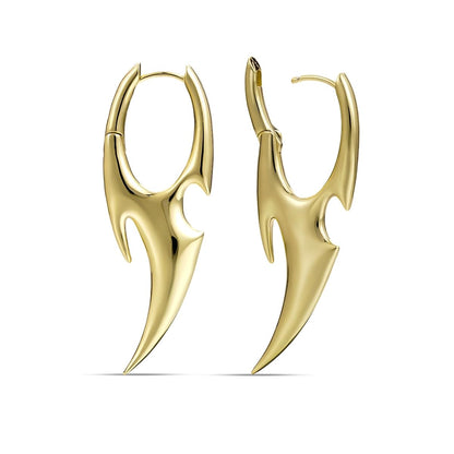 PUNKYOUTH Sharp Line Fluid Curve Earrings 18G 1mm Piercing Jewelry Edgy Minimalist Modern Claw Spike Huggie Hoop Dangle Drop For Women Men Polished Statement Everyday Wear Fashion Accessories