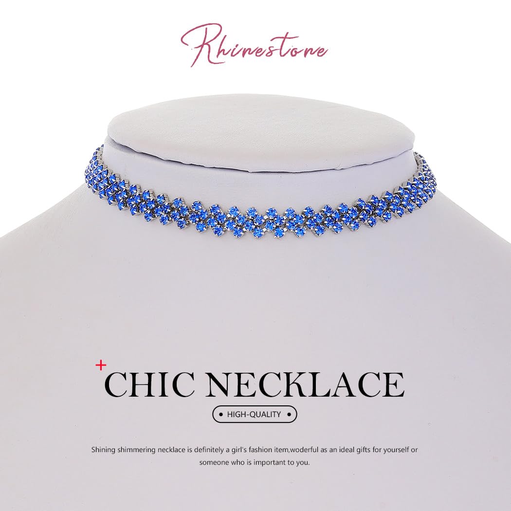 JEAIRTS Rhinestone Choker Necklace Gold Diamond Neck Chain Costume Jewelry