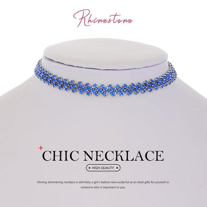 JEAIRTS Rhinestone Choker Necklace Gold Diamond Neck Chain Costume Jewelry