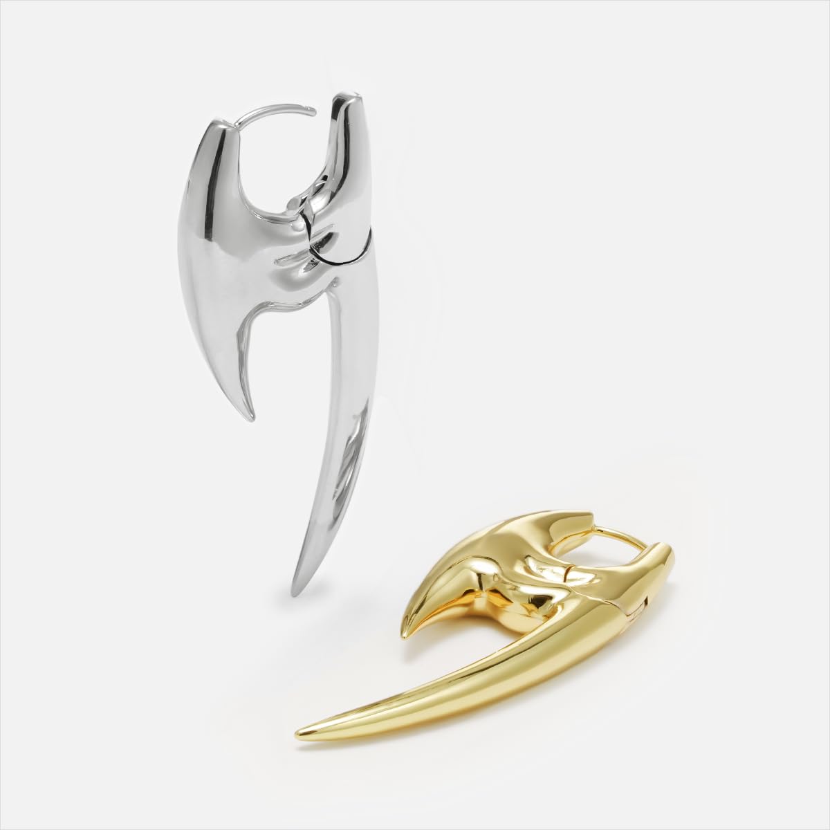 PUNKYOUTH Sharp Line Fluid Curve Earrings 18G 1mm Piercing Jewelry Edgy Minimalist Modern Claw Spike Huggie Hoop Dangle Drop For Women Men Polished Statement Everyday Wear Fashion Accessories