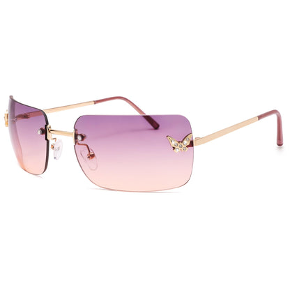 Y2k Sunglasses for Women - Trendy Rimless 2000s Fashion Sun Glasses Rave Shades