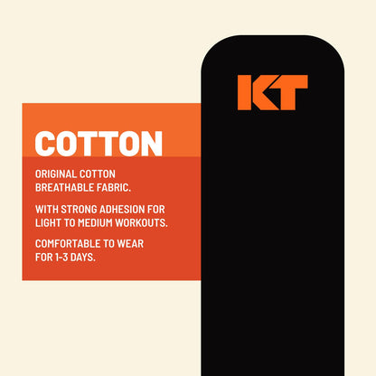 KT Tape, Original Cotton, Elastic Kinesiology Tape, Everyday Muscle and Joint Support, Daily Pain Relief, 20 Count, 10” Precut Strips, Black