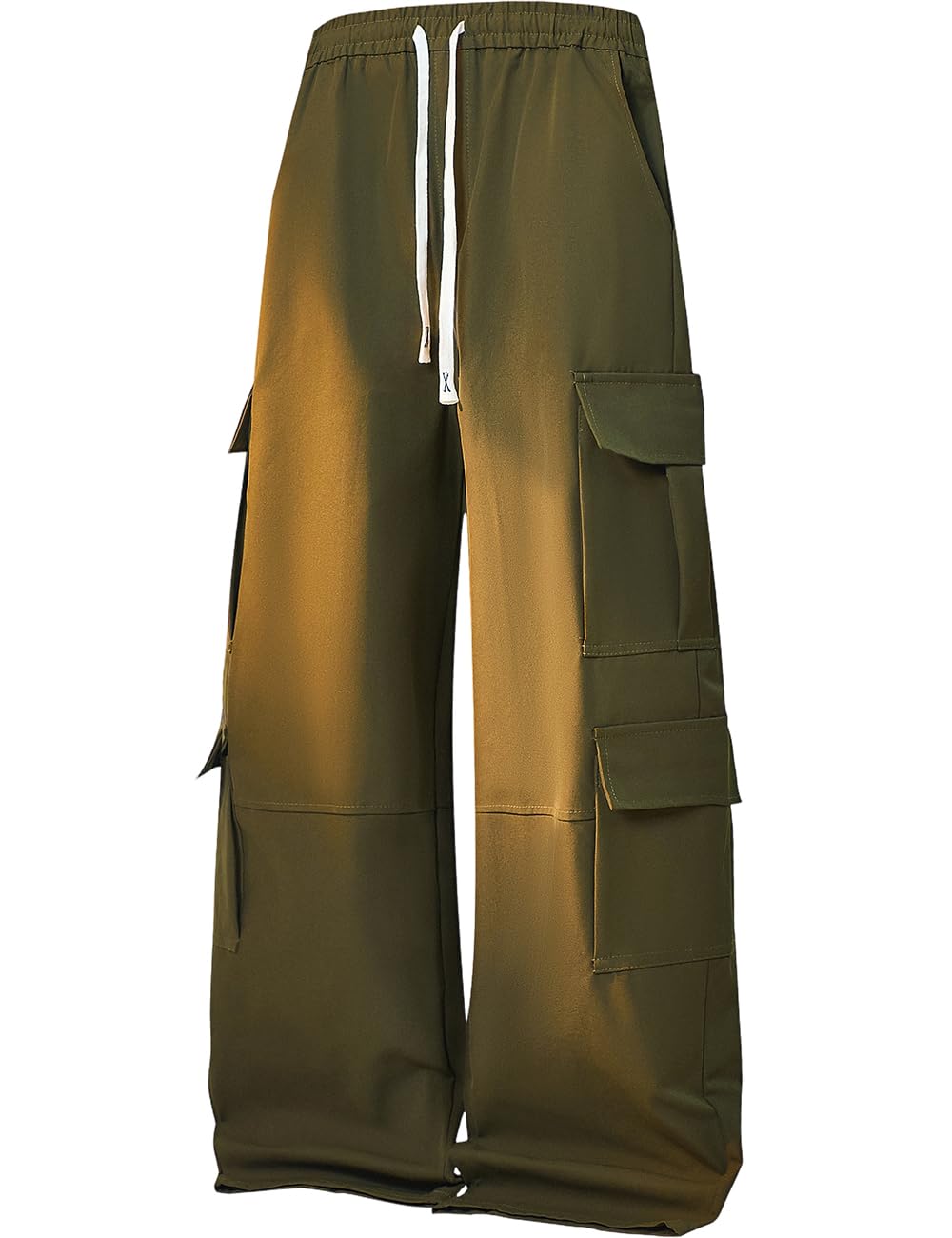 Mens Cargo Pants Baggy Casual Hiking Joggers Elastic Waist Drawstring Multi Cargo Pockets Loose Fit Streetwear