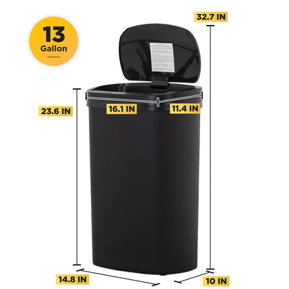 BestOffice | 13 Gallon Trash Can with Lid | Automatic Touchless Garbage Can | Odor Control | Modern Oval Design | Easy to Clean | Stainless Steel | Fits Any Kitchen, Bathroom, Office or Home