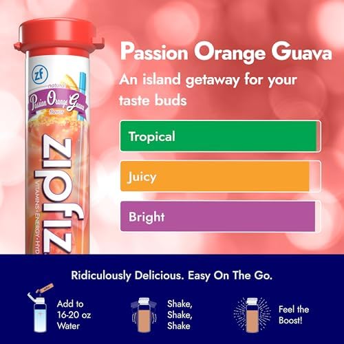 Zipfizz Daily Energy Drink Powder, Blood Orange, 20 Pack | 3-in-1 Sustained Energy, Rapid Hydration, and Essential Vitamins | Sugar-Free | Electrolyte Powder | Contains Vitamin B-12 & Antioxidants