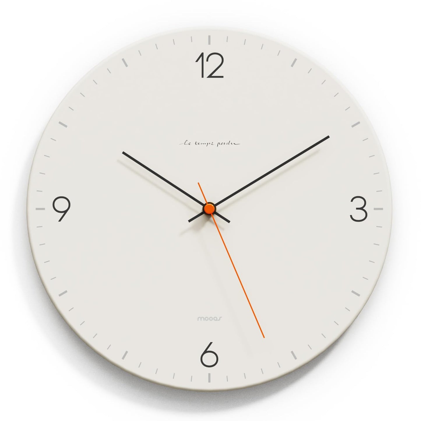 mooas Wooden Frame Flatwood Wall Clock,12" Non-Ticking Sweep Movement Decorative Battery Operated Wall Clock for Home Living Room Kitchen Bedroom Office School (Dark Brown)