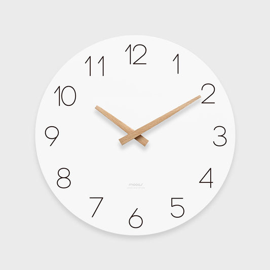 mooas Wooden Frame Flatwood Wall Clock,12" Non-Ticking Sweep Movement Decorative Battery Operated Wall Clock for Home Living Room Kitchen Bedroom Office School (Dark Brown)