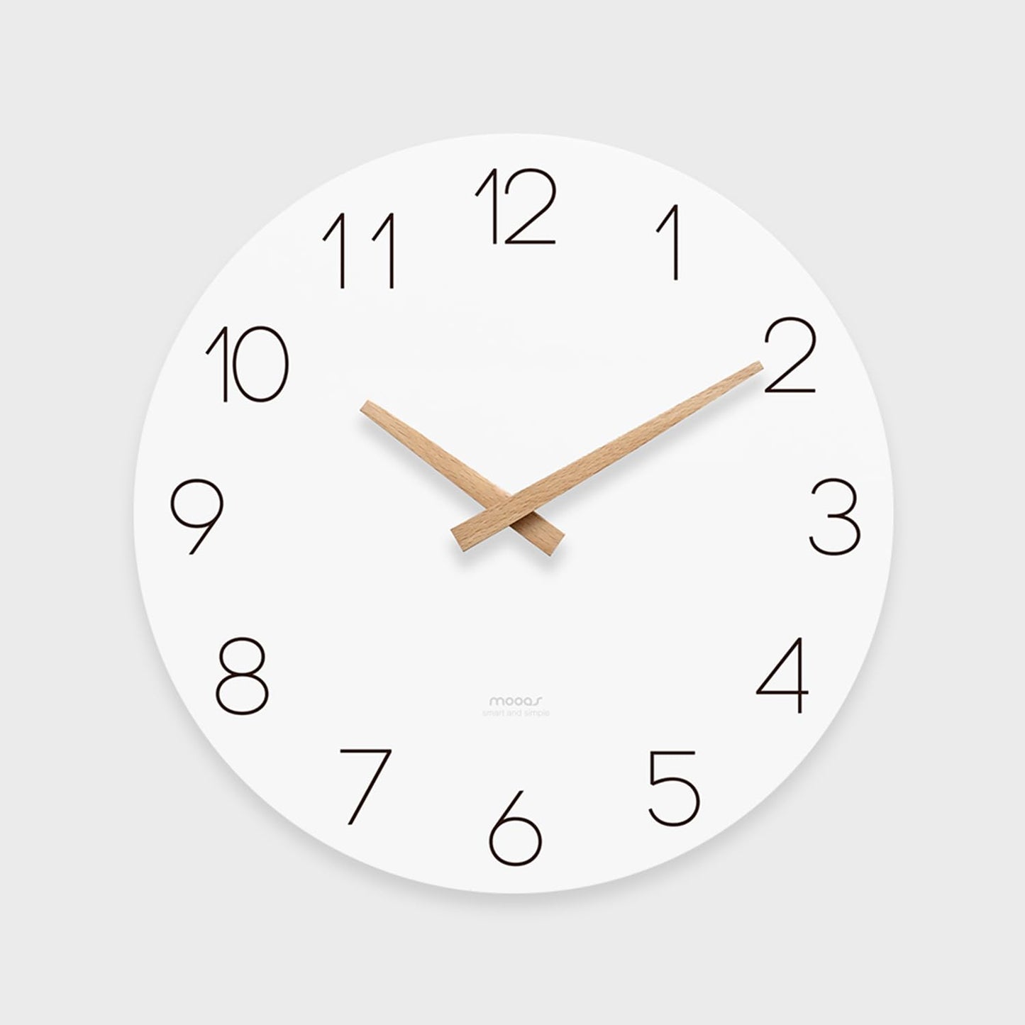 mooas Wooden Frame Flatwood Wall Clock,12" Non-Ticking Sweep Movement Decorative Battery Operated Wall Clock for Home Living Room Kitchen Bedroom Office School (Dark Brown)