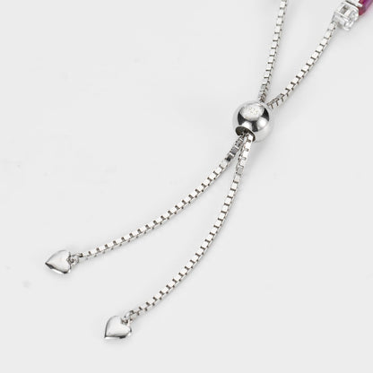 Sterling Silver Birthstone Bracelets for Women White Gold Tennis Bracelets Adjustable Chain 6-9 Inchs Jewelry Hypoallergenic Anniversary Birthday Gifts for Women Mom Wife Her