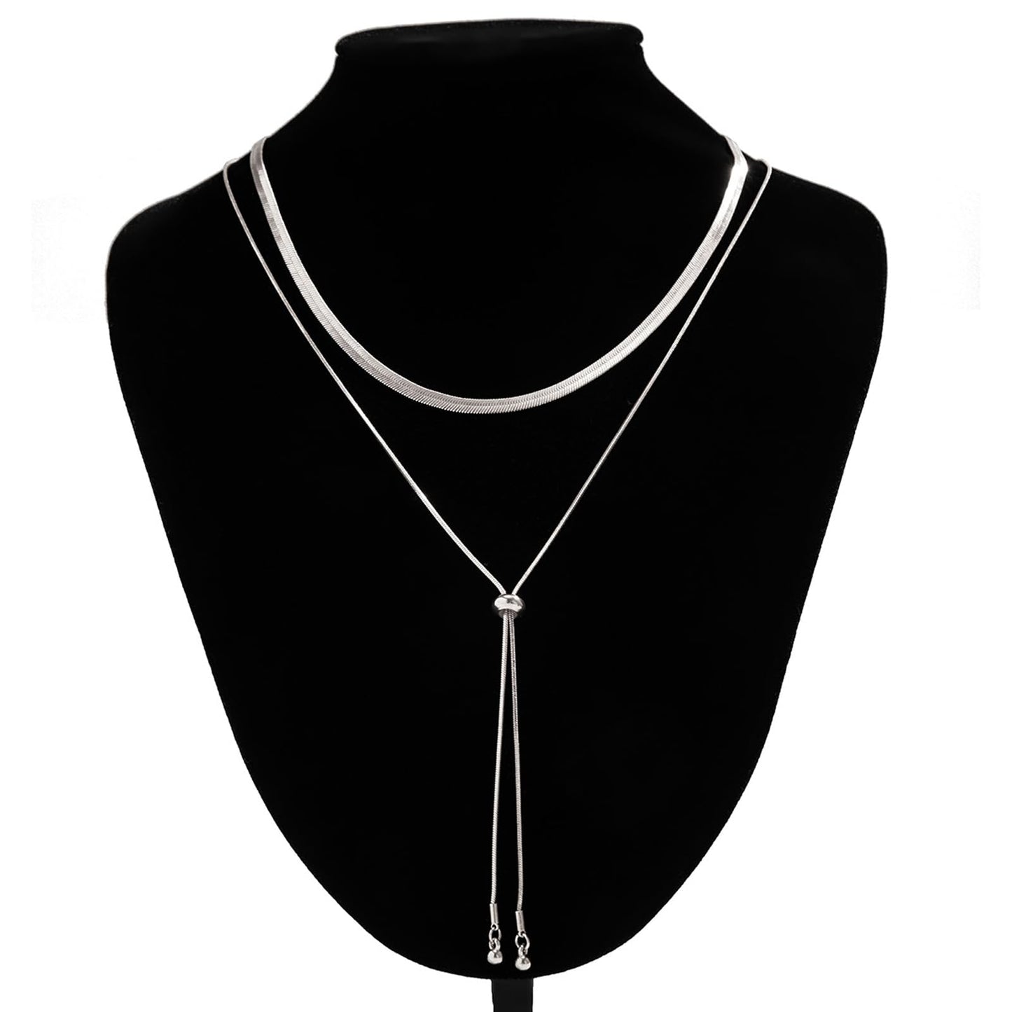 GIGB PBDK Chunky Gold Choker Necklace for Women,Trendy Silver Statement Necklace Long Snake Chain Drop Necklace,Charm Prom Body Jewelry Accessories Gifts
