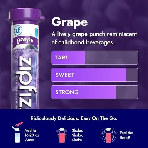 Zipfizz Daily Energy Drink Powder, Blood Orange, 20 Pack | 3-in-1 Sustained Energy, Rapid Hydration, and Essential Vitamins | Sugar-Free | Electrolyte Powder | Contains Vitamin B-12 & Antioxidants
