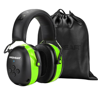 PROHEAR 037 Bluetooth 6.0 Hearing Protection Headphones with Rechargeable 1500mAh Battery, 30dB SNR Safety Noise Reduction Ear Muffs 120H Playtime for Mowing, Workshops, Snowblowing - Black