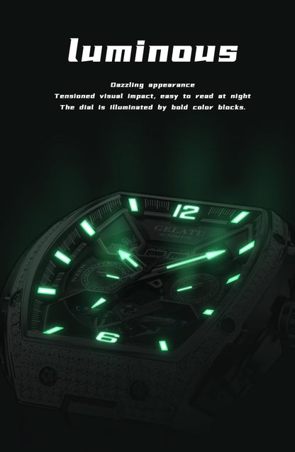 OLEVS Skeleton Men Watches Automatic Business Luxury Diamond Self Winding Watch for Men Stainless Steel Calendar Wrist Watch