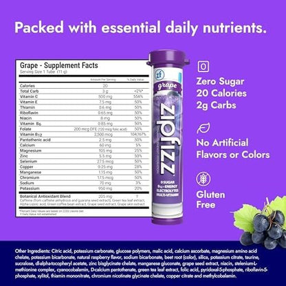 Zipfizz Daily Energy Drink Powder, Blood Orange, 20 Pack | 3-in-1 Sustained Energy, Rapid Hydration, and Essential Vitamins | Sugar-Free | Electrolyte Powder | Contains Vitamin B-12 & Antioxidants