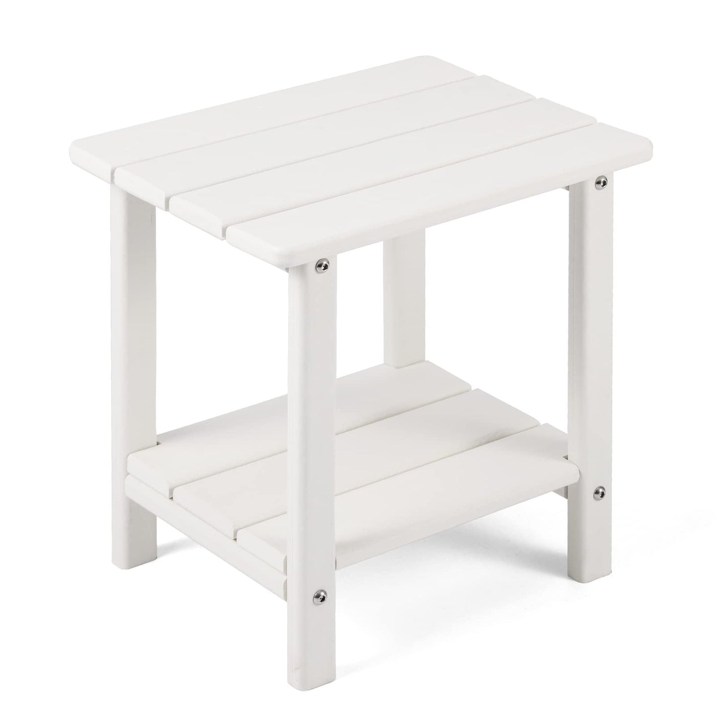 Apolimi Adirondack Outdoor Side Table, 2-Tier Sturdy Patio End Table Weather Resistant, 16.5" Solid Side Table for Patio, Pool, Porch