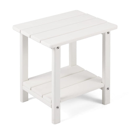 Apolimi Adirondack Outdoor Side Table, 2-Tier Sturdy Patio End Table Weather Resistant, 16.5" Solid Side Table for Patio, Pool, Porch