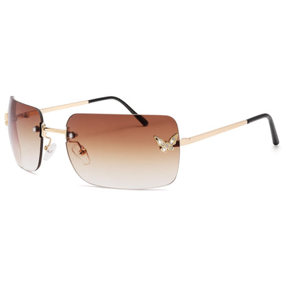 Y2k Sunglasses for Women - Trendy Rimless 2000s Fashion Sun Glasses Rave Shades