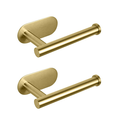 NearMoon Toilet Paper Holder Self Adhesive, Premium Thicken SUS304 Stainless Steel Rustproof Adhesive Toilet Roll Holder no Drilling for Bathroom, Kitchen, Washroom (1 Pack, Brushed Gold)